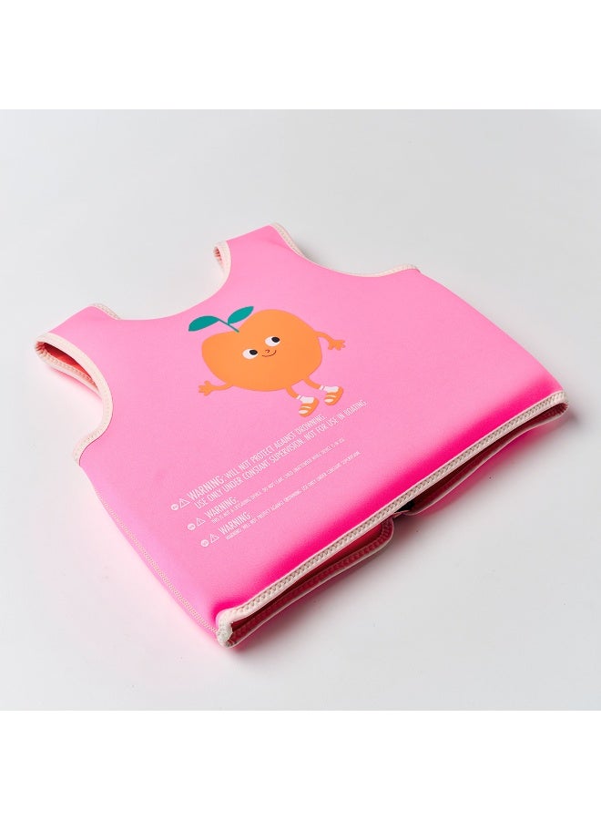 SUNNY LIFE Kids Float Vest Swim Jacket for Ages 3-6 Years, Neoprene Adjustable Swimming Aid Vest, Neon Pink Peach Design - Image 5